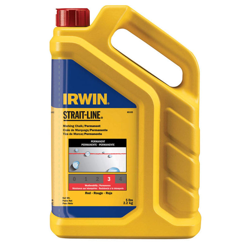 Irwin Tools IRWIN STRAIT-LINE Marking Chalk, Standard, Red, 5 lbs (65102) 1 Count (Pack of 1)