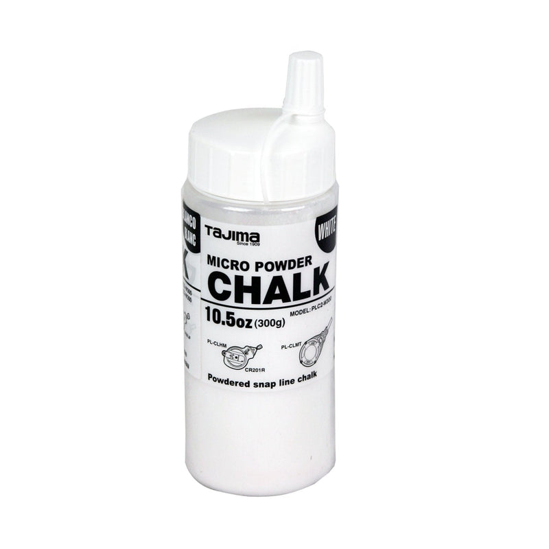 TAJIMA Micro Chalk - White 10.5 oz (300g) Ultra-Fine Snap-Line Chalk with Durable Bottle & Easy-Fill Nozzle - PLC2-W300 1 Count (Pack of 1)