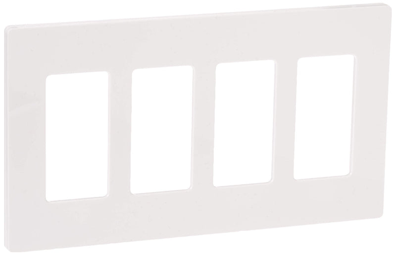 Lutron Claro 4 Gang Decorator/Rocker Wallplate, For Light Dimmers, Switches and Accessories, Snap-On Installation, No Visible Screws, Gloss, CW-4-WH, White 1 Pack