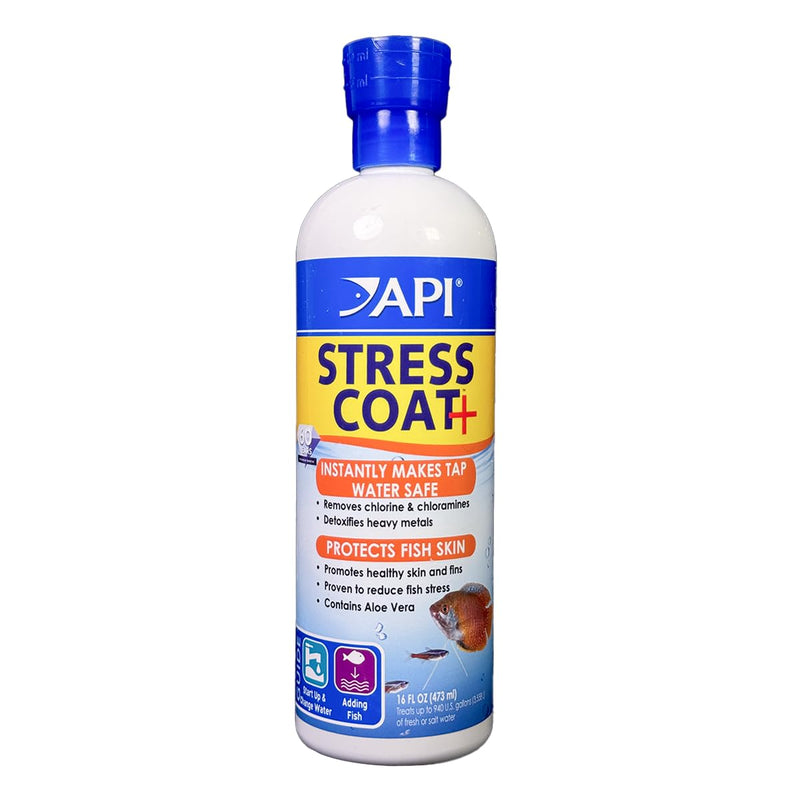 API STRESS COAT Aquarium Water Conditioner 16-Ounce Bottle 16 fl oz Aquarium Treatment without Pump