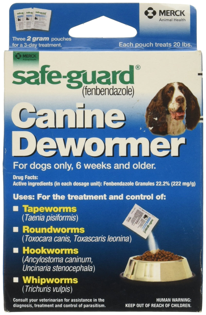 Safe-Guard (fenbendazole) Canine Dewormer for Dogs, 2gm pouch (ea. pouch treats 20lbs.) - PawsPlanet Australia