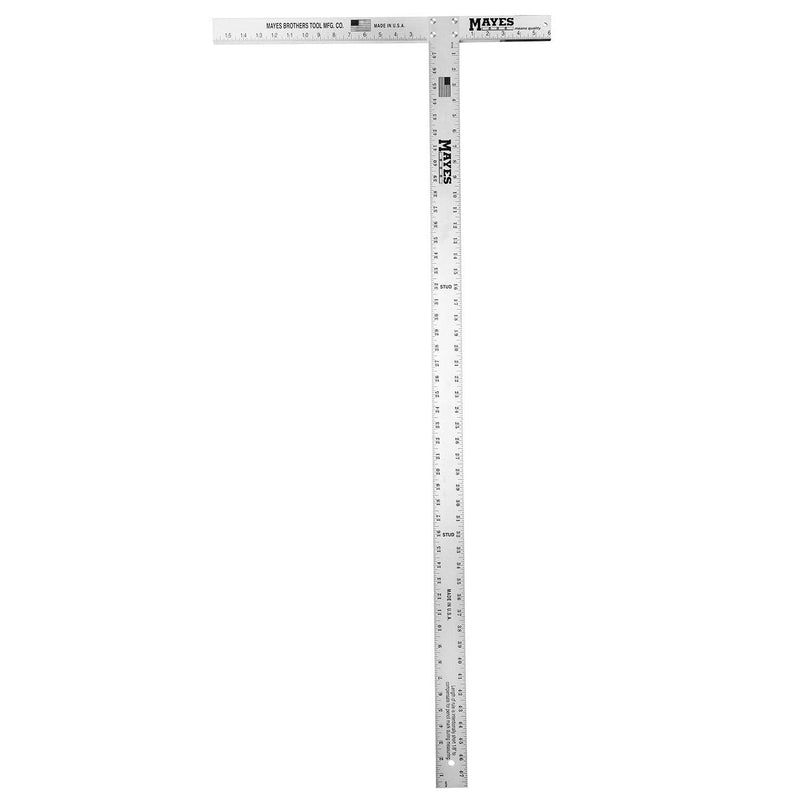 Mayes 10181 48 Inch Lightweight Aluminum Drywall T Square, 48” Aluminum T Square, Adjustable Metal Straight Edge, 48 Inch Measurements for Scoring, Woodworking, Crafting, T Square, Made in USA