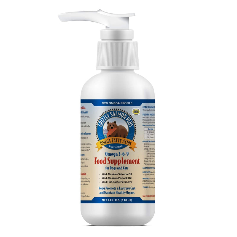 Grizzly Salmon Oil Cat Food Supplement Omega 3 Fatty Acids, 4 oz