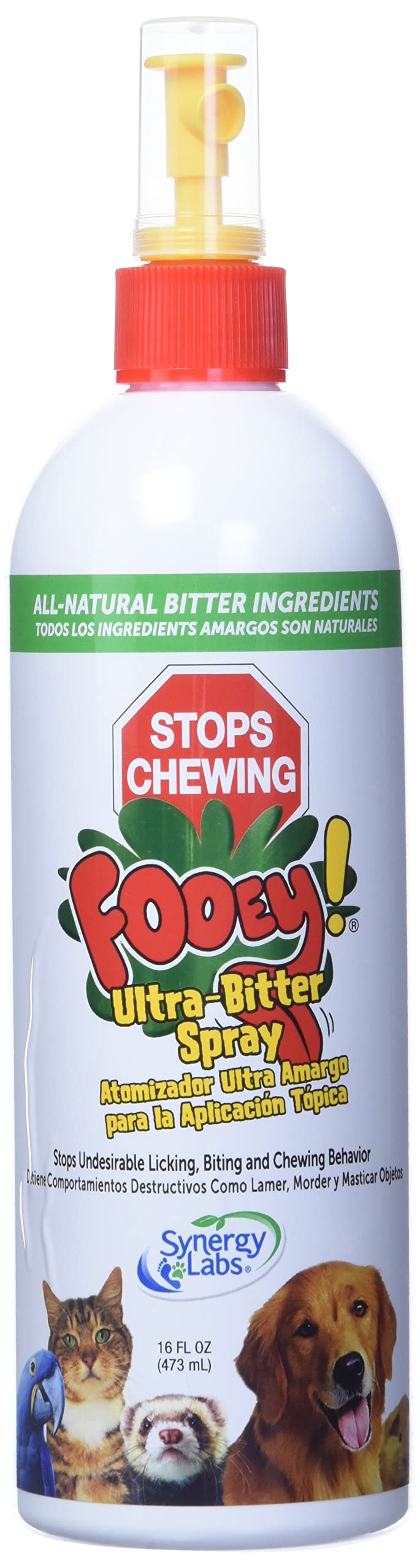Fooey! Ultra-Bitter Training Aid Spray – Chewing, Biting, Licking Deterrent for Dogs, Cats, Horses, Rabbits, Ferrets, Birds - Safe for Pet’s Skin – Can Also Protect Garden from Deer and Pests 16 Fl Oz - PawsPlanet Australia