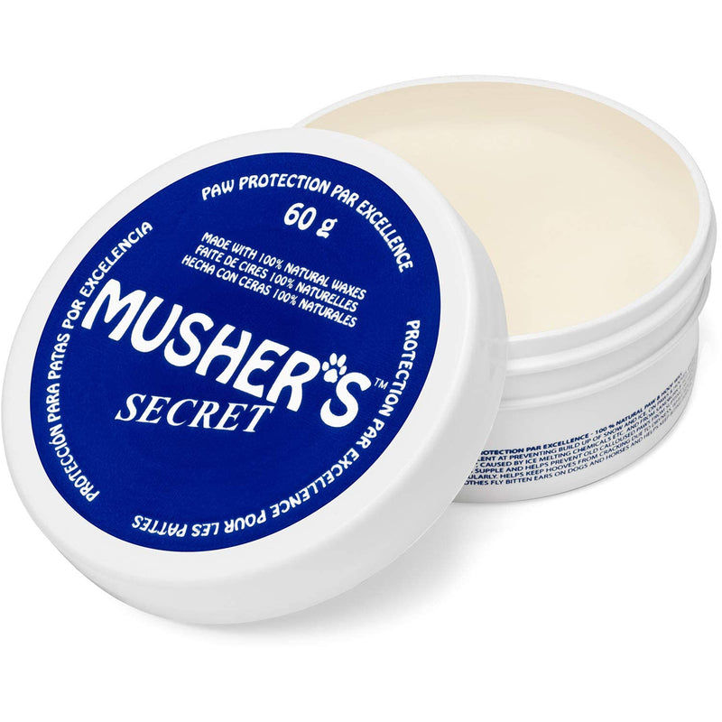 Musher's Secret Dog Paw Wax 60 g (2.1 oz) - Moisturizing Dog Paw Balm that Creates an Invisible Barrier That Protects and Heals Dry Cracked Paws - All-Natural with Vitamin E and Food-Grade Ingredients 2.1 Ounce (Pack of 1)