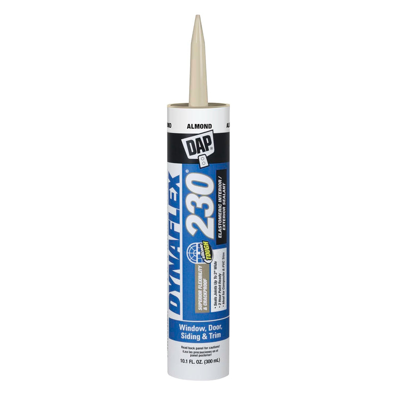 DAP 18288 DYNAFLEX 230 Premium Elastomeric Interior and Exterior Sealant, 10.1 oz, Almond, 10 Ounces