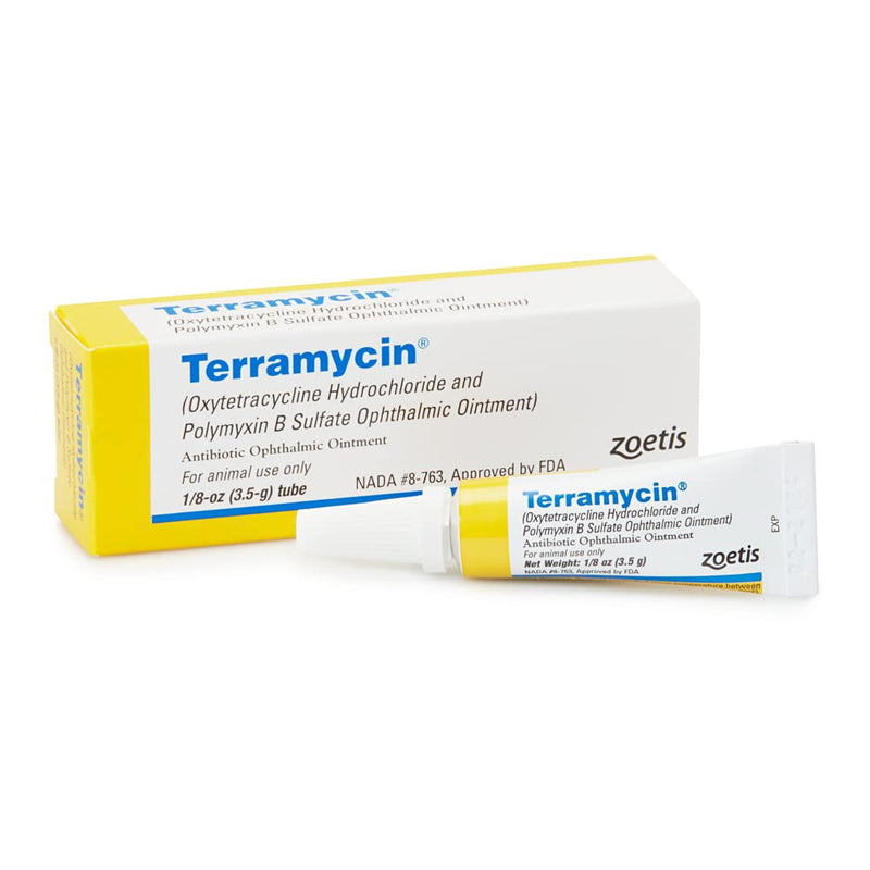 Terramycin Antibiotic Ointment for Eye Infection Treatment in Dogs, Cats, Cattle, Horses, and Sheep, 0.125oz Tube - PawsPlanet Australia