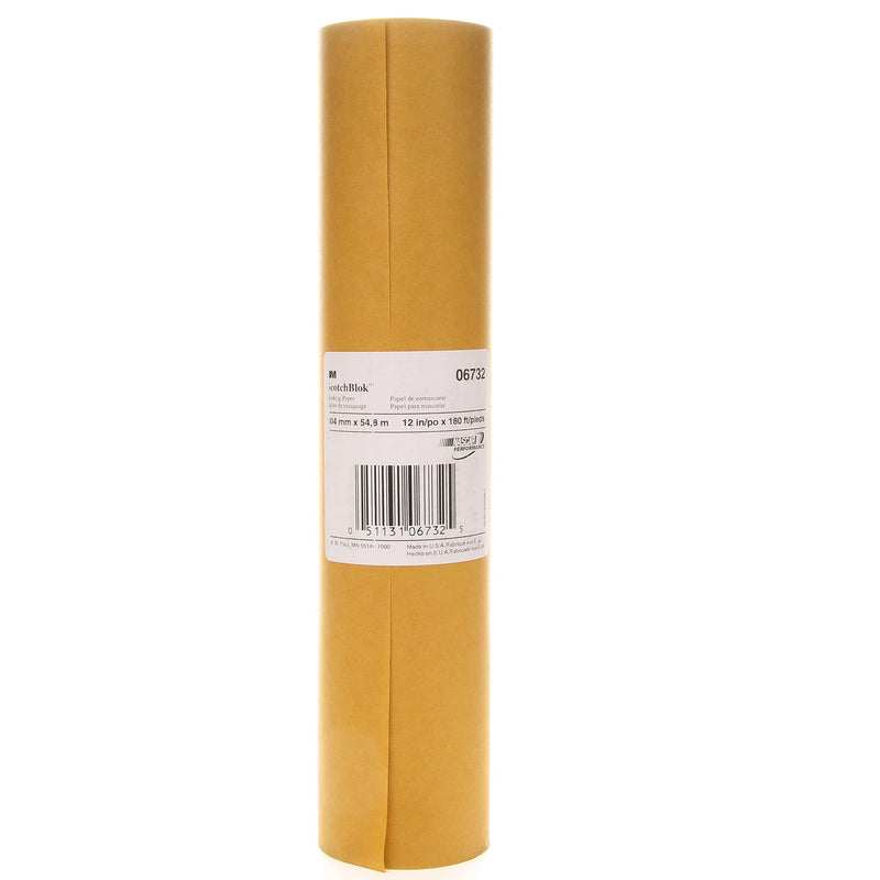 3M Scotchblok Masking Paper 06732, Gold Color, Polycoated Backing, Bleed Through Resistant, 12 in x 180 ft