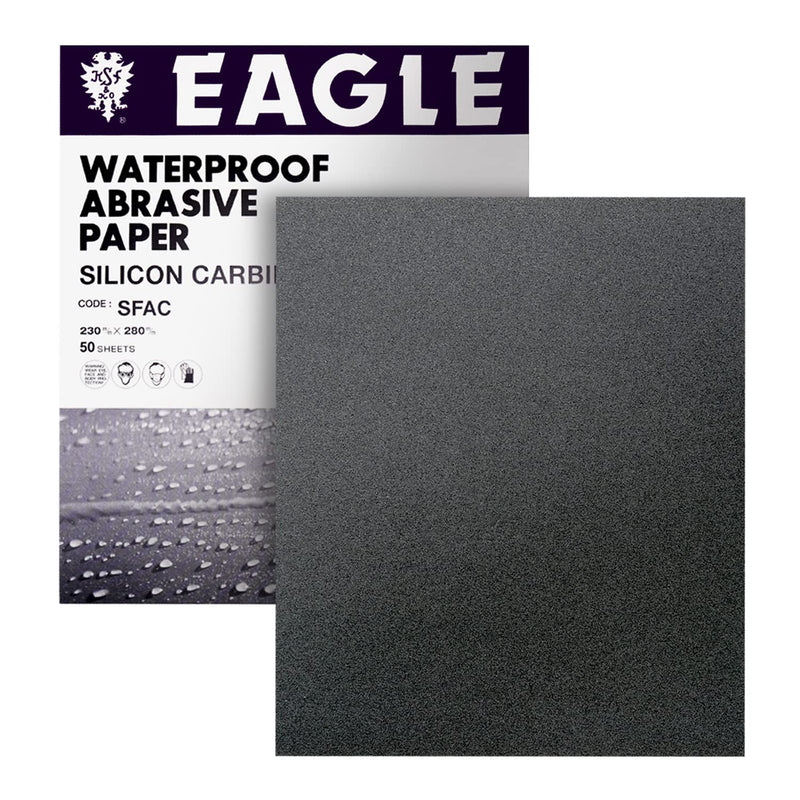 Eagle 9x11 Silicon Carbide Waterproof Sanding Sheets, Flexible Back, Grit P400, 102-0400, 50 sheets 400 Grit