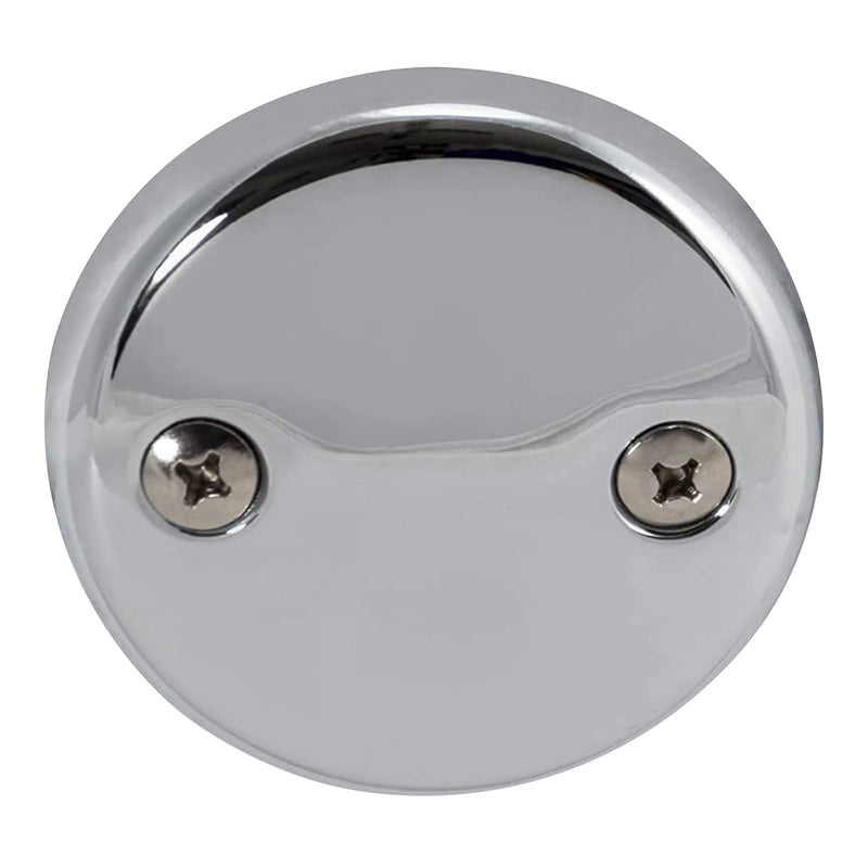 EZ-FLO Two-Hole Bathtub Overflow Face Plate with Brass Screws, Chrome, 35245 Two-Hole Round with Brass Screws