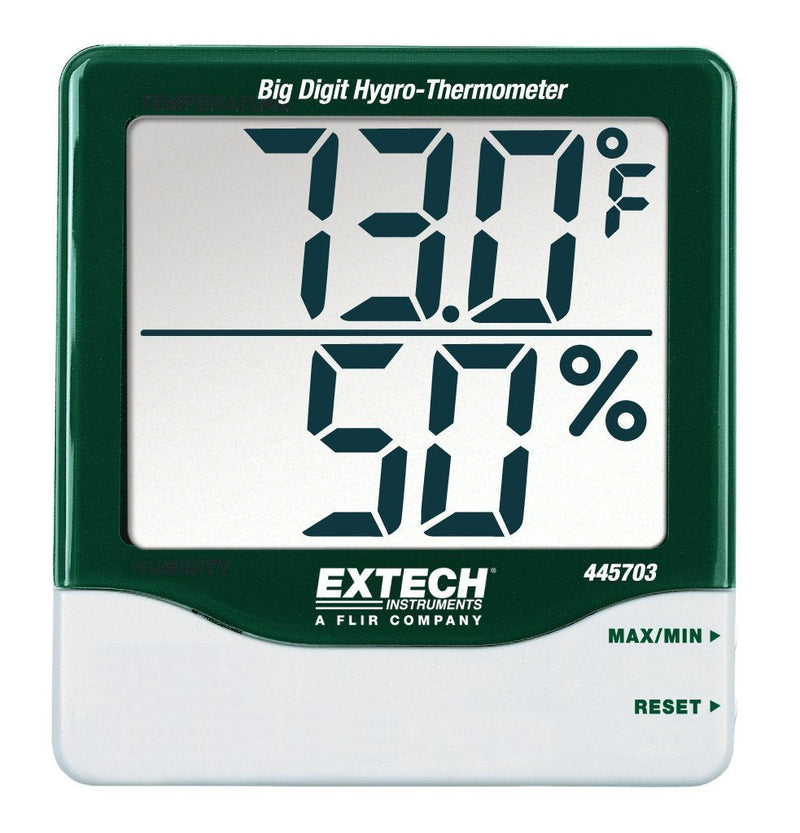 Extech - 445703 Digit Thermometer Green and Gray Hygro-Thermometer With Min/Max