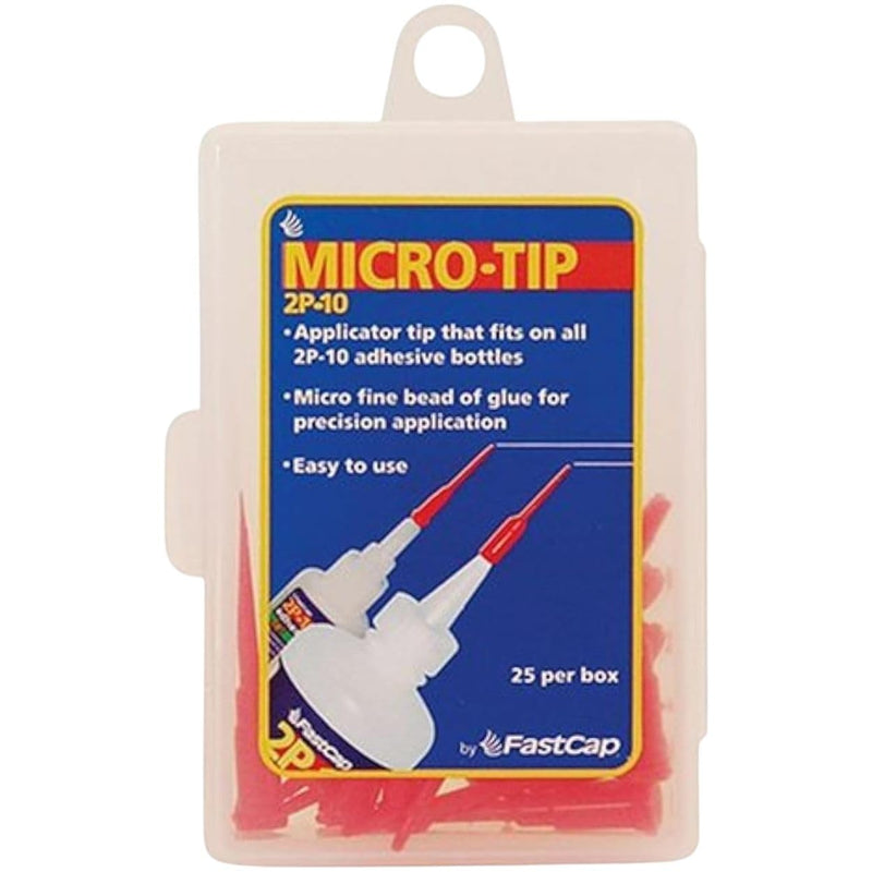 FastCap 2P-10 Micro-Tip - Precision Glue Applicator Tips for Ultra-Fine Adhesive Application, Fits All 2P-10 Bottles, 25-Pack - 98226