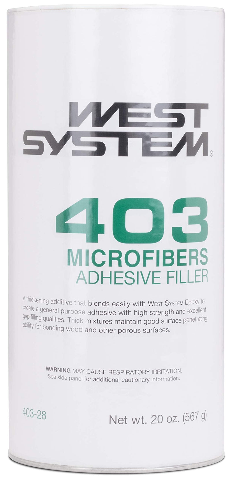 West System 403 Microfibers Filler, 28 oz | High-Strength Epoxy Filler