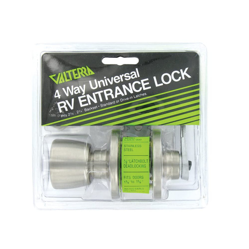 Valterra L32CS000 Knob/Lever Stainless Lockset with 1-Piece Latch housing with 1/2 Inch Latch Bolt, (Pack of 1) Pack of 1