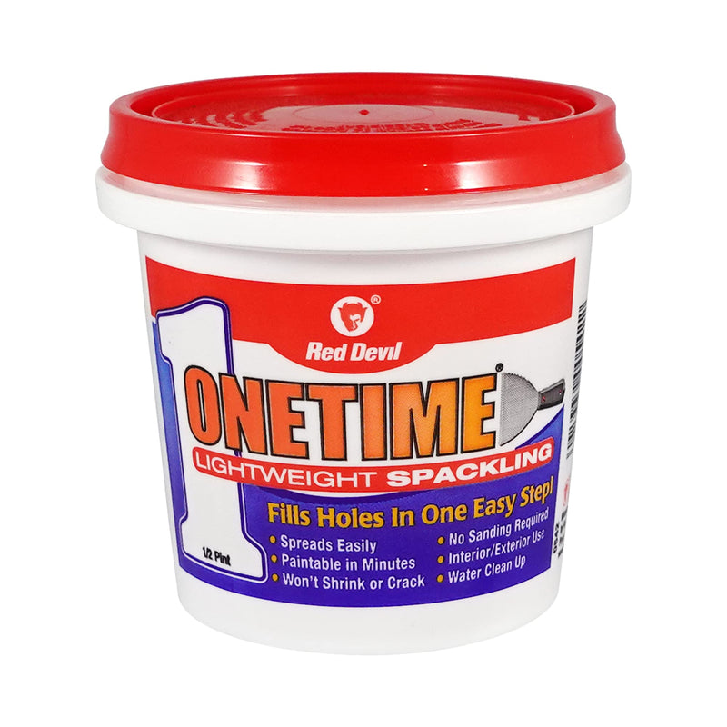 Red Devil 0542 ONETIME Lightweight Spackling, 1/2 Pint, White, 8 Ounce, Made in USA Pack of 1