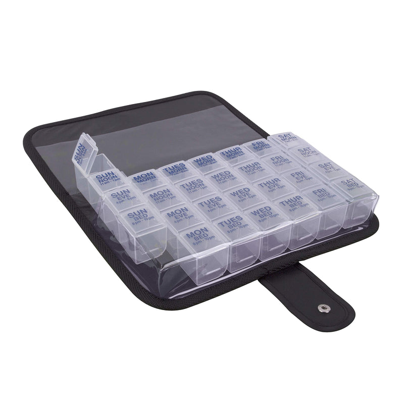EZY DOSE One-Day-At-A-Time Pill Case, Medicine Planner, Vitamin Organizer Box, Includes Large Carrying Case, Travel Friendly, Easy to Use, Clear, BPA Free
