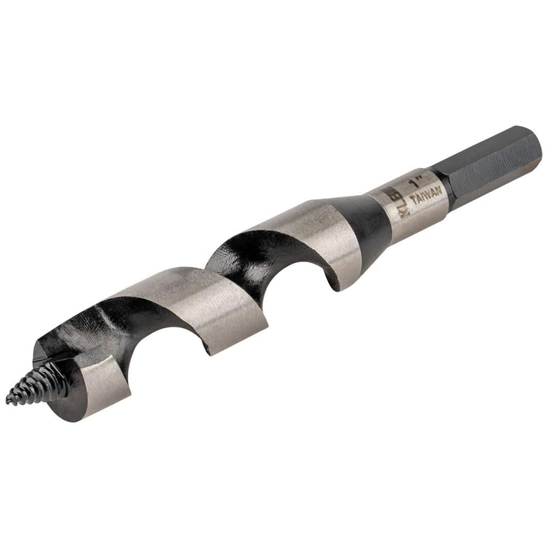 Klein Tools 53406 Steel Ship Auger Bit with Screw Point, 1-Inch x 4-Inch Twist Length For Drilling Through Wood with Nails 4-Inch Length 1-Inch Bit