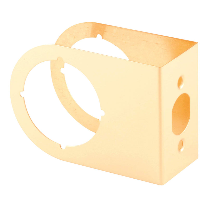 Prime-Line U 10260 Brass Single Bore Hole Lock and Door Reinforcement Plate for 1-3/8 in. Thick Doors, Brass Finish (Single Pack)