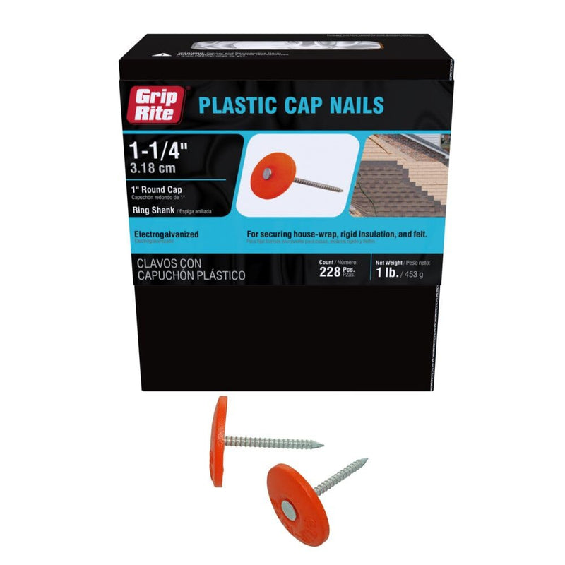 Grip-Rite 1 Lb 1-1/4" Plastic Cap Roofing Nails 114PRCAP1
