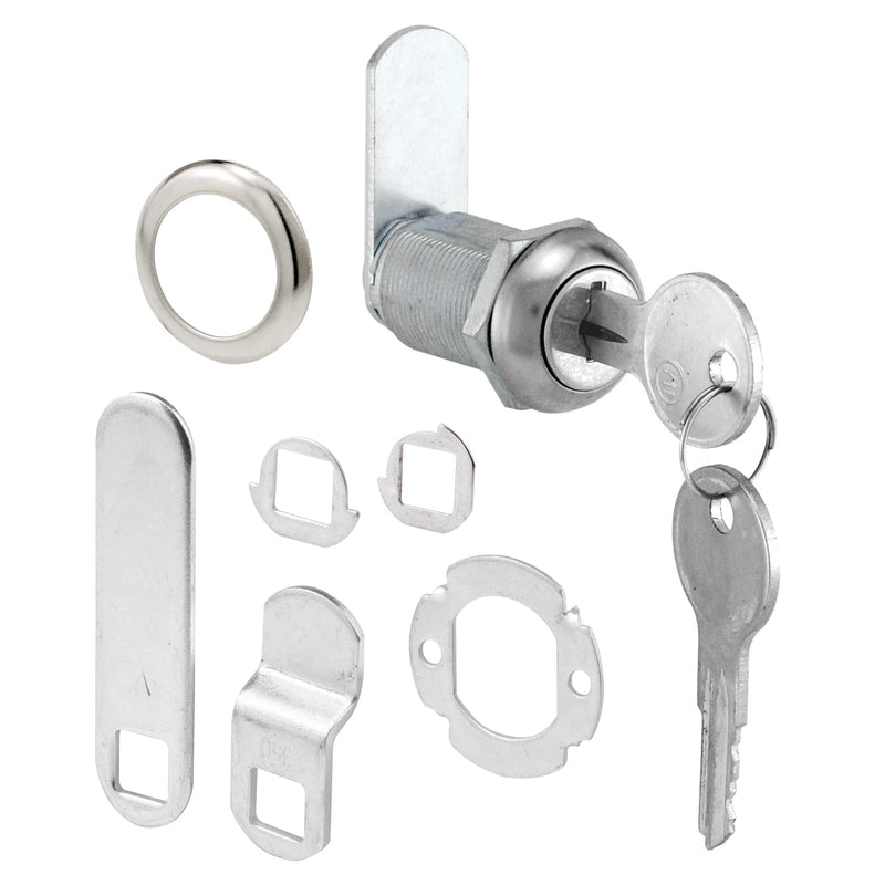 Prime-Line U 9945 Drawer and Cabinet Lock – Secure Important Files and Drawers, 1 1/8 In., Diecast Stainless Steel, Fits on 13/16 In. Max Panel Thickness (Single Pack) Keyed Different
