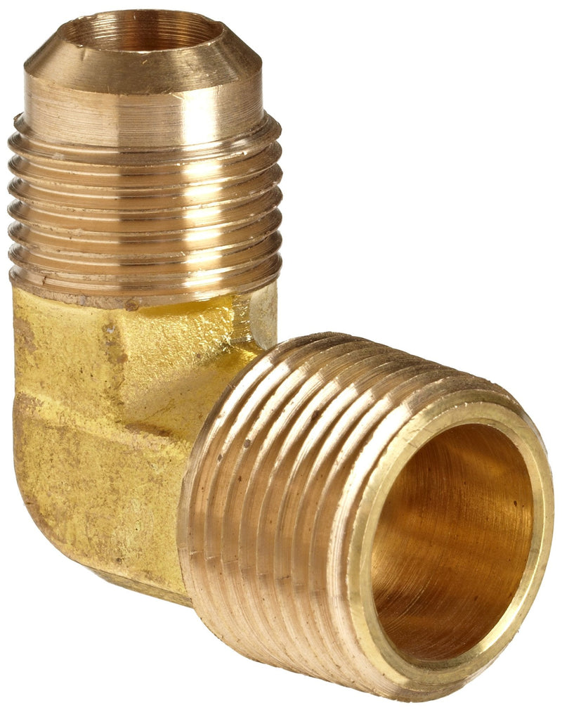 Anderson Metals - 54049-0606 Brass Tube Fitting, 90 Degree Elbow, 3/8" Flare x 3/8" Male Pipe 3/8" Flare x 3/8" NPT Male