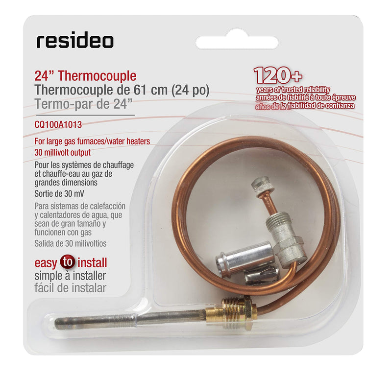Resideo CQ100A1013/U 24-Inch Replacement Thermocouple for Gas Furnaces, Boilers and Water Heaters