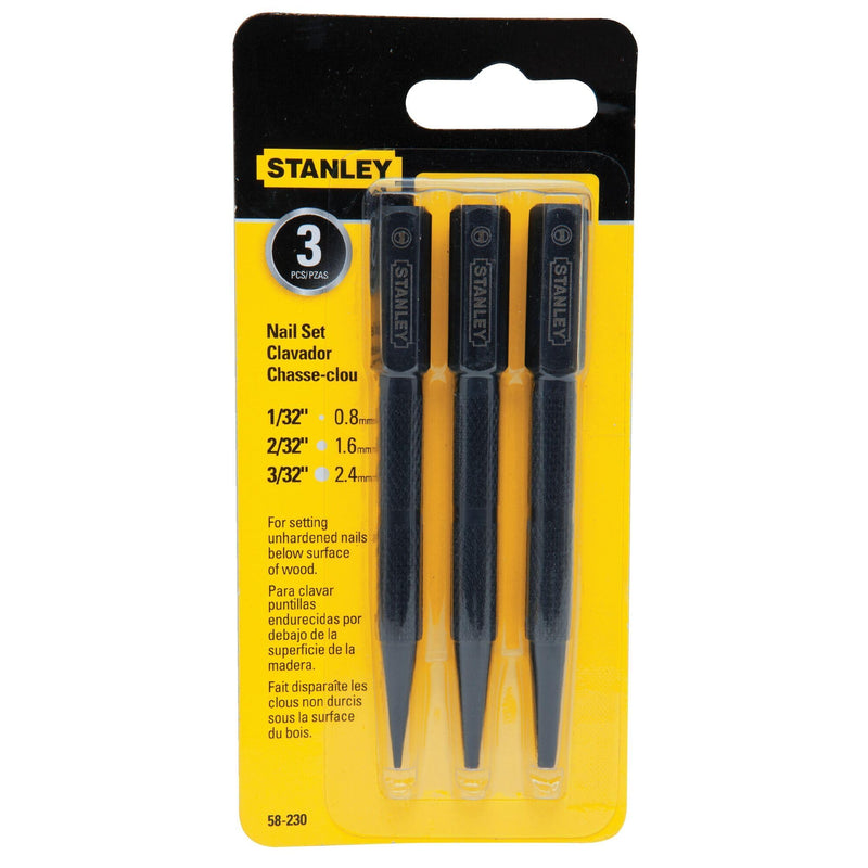 STANLEY Nail Setter, Steel, 3-Piece (58-230) Multi One Size