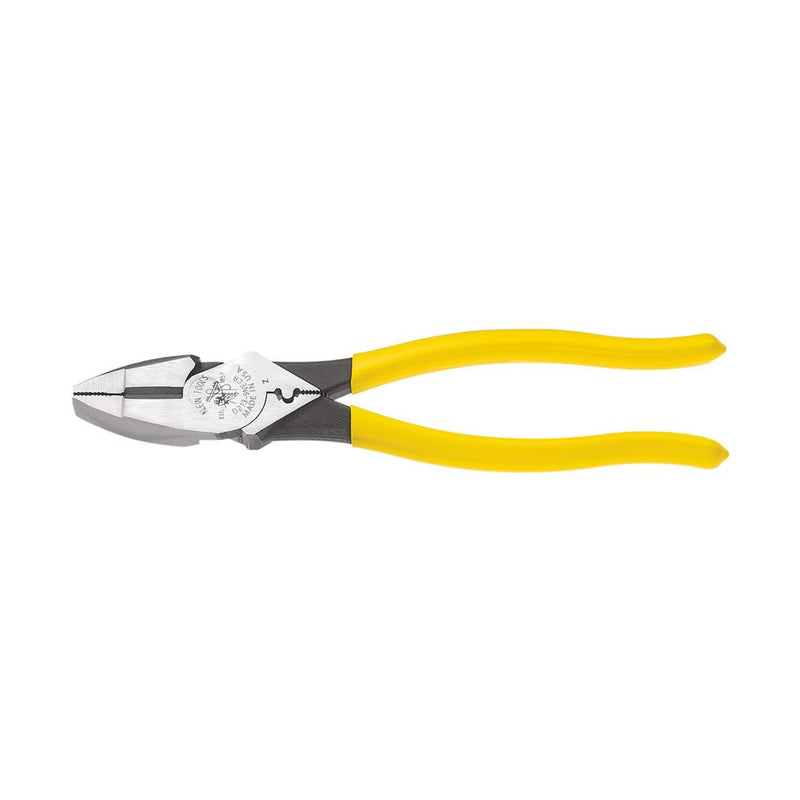 Klein Tools D213-9NE-CR Lineman's Crimping Pliers, Made in USA, Streamlined High-Leverage Design Made of Induction Hardened Steel, 9-Inch With Crimping