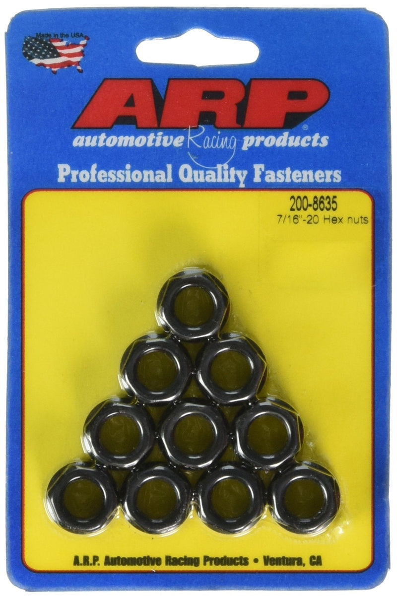 ARP 2008635 Hex Nuts, Steel With Black Oxide Finish, Package Of 10 With 7/16-20 Thread Size And 5/8 Socket Size