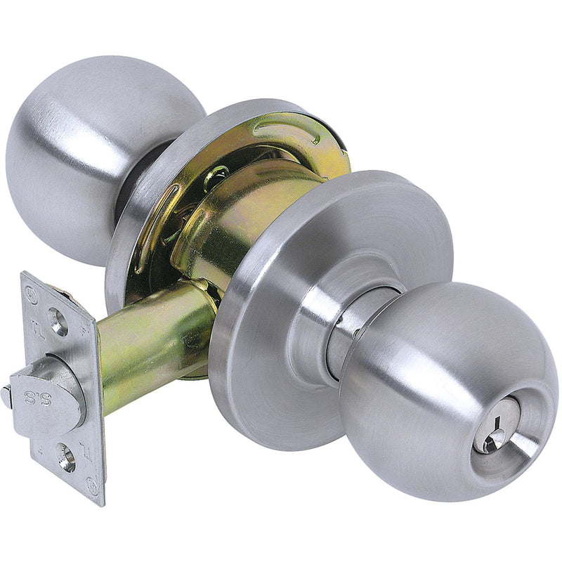 Tell Manufacturing - KC2381EMP 32D 234 T SCC Heavy Duty Commercial Entry Knob with a Cylindrical Latch, C Keyway, Tested ANSI Grade 2, Certified UL 3 Hour Rating, Square T Strike, CL100008 and CL500008 Ball Knob KC2300 Keyed