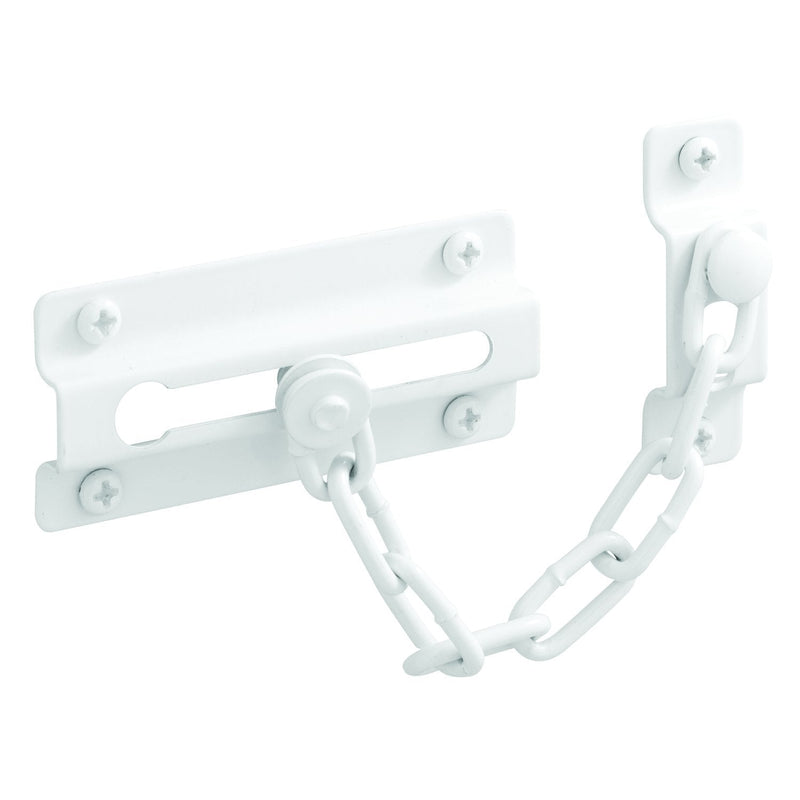 Prime-Line U 9852 Chain Door Guard, Stamped Steel w/Steel Chain, White Painted Finish (Single Pack) 1 Count (Pack of 1)