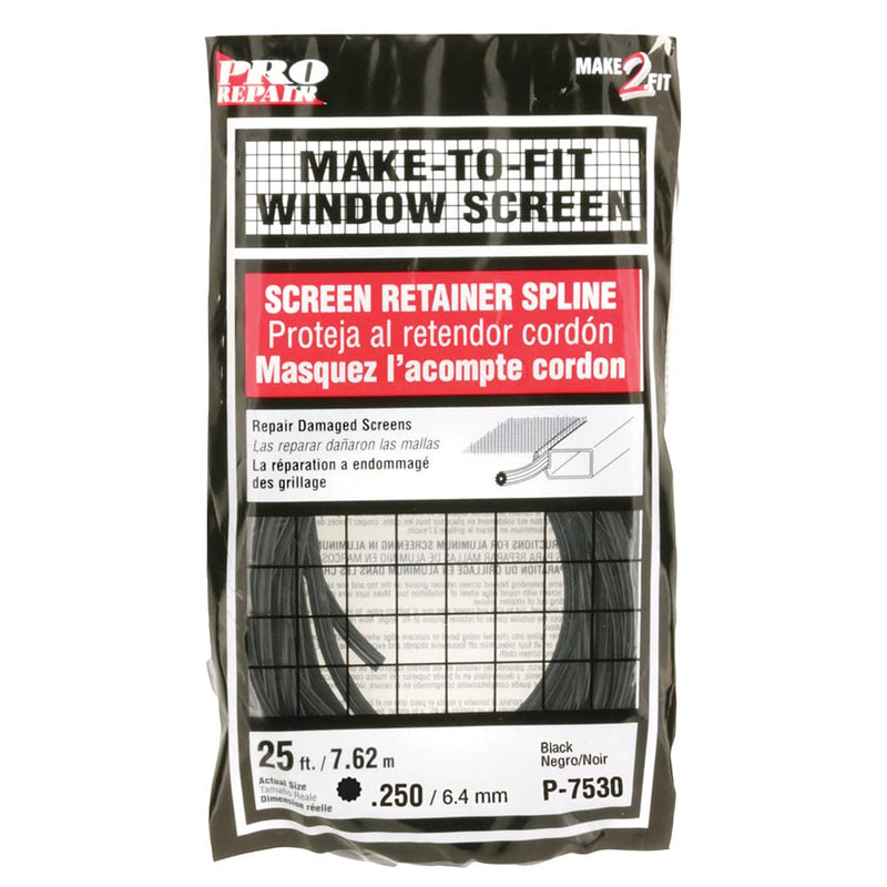 Prime-Line P 7530 0.25 In. x 25 foot Roll, Black Spline (1 Roll)