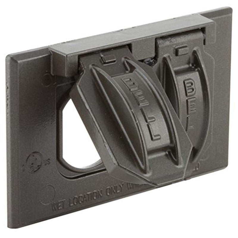 Hubbell-Raco 5180-2 2-Hole Weatherproof Device Cover, 4-9/16 in L X 2-13/16 in W X 1 in T, Bronze 1 Gang