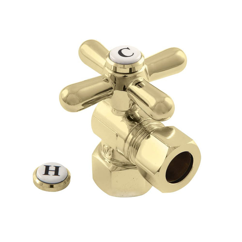 Kingston CC44402X Quarter-Turn Angle Shut-Off Valve, Polished Brass