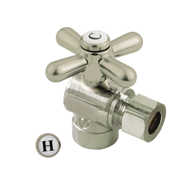 Kingston CC43208X 3/8" O.D. Comp Angle Shut-Off Valve, Brushed Nickel