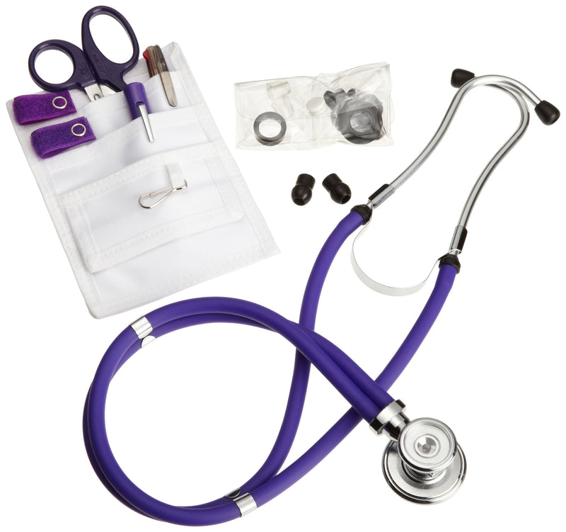 ADC Nurse Combo Plus, Pocket Pal/Sprague Stethoscope Kit, Includes Pocket Pal III Nurse Medical Accessory Kit with MiniMedicut Shears, 3-Color Pen, Adlite Plus Penlight,Purple Purple (Plus Combo)