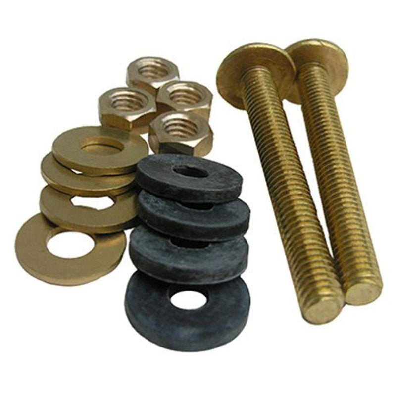LASCO 04-3675 Toilet Tank to Bowl Solid Brass 3/8-Inch by 3-1/8-Inch Heavy Duty Bolts with Rubber and Brass Washers and Hex Nuts 1 Pack