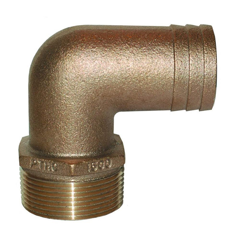 2" NPT x 2" ID Bronze 90 Degree Pipe to Hose Fitting Standard Flow Elbow