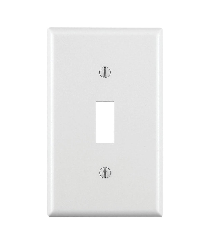 Leviton 88001 1-Gang Toggle Switch Wallplate, Standard Size, Thermoset, Device Mount, White, 1 Pack