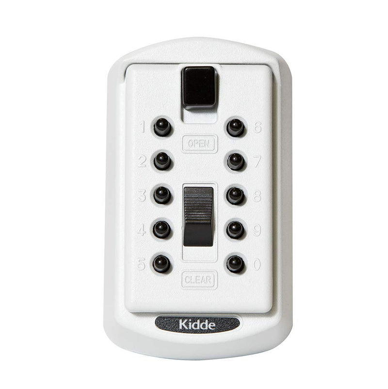 Kidde AccessPoint 001413 KeySafe Original Slimline Push Button Combination Permanent Key Lock Box, 2-Key, White 2 Keys