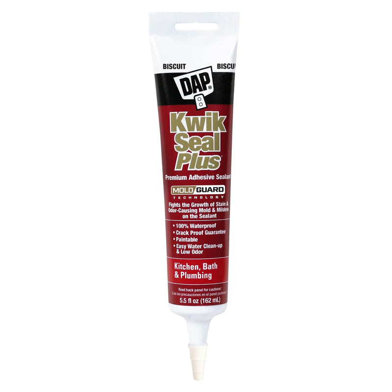 Dap 18539 Kwik Seal Plus Kitchen and Bath All-Purpose Adhesive Caulk Bisque, 5.5-Ounce