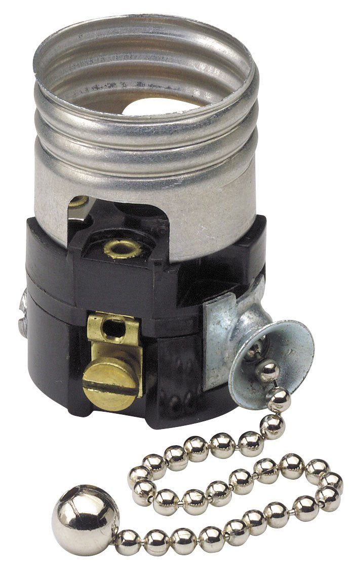 Leviton 19980-M Medium Base Interior Only, Shell Incandescent Lampholder, Pull Chain, Single Circuit, Pack of 1, Image
