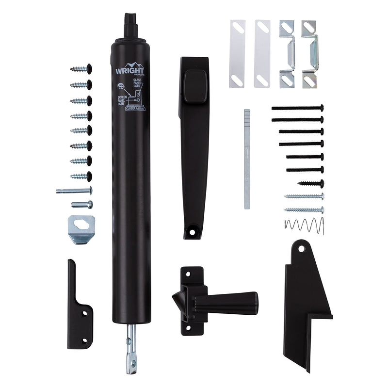 Wright Products Lanai Corrosion Resistant Screen Door Hardware Kit – Pneumatic Closer with Push-Button Latch, No Lock Out, Hold-Open Washer (Transitional, Bronze) Transitional