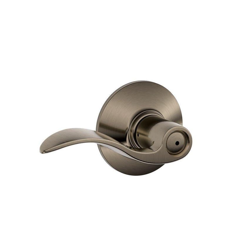 SCHLAGE F40ACC620 Accent F40 Flat Wave Reversible Door Lever Lockset, Solid, Antique Pewter Privacy