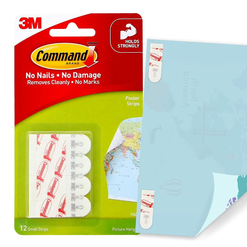 Command Small Poster Strips White 12 Strips