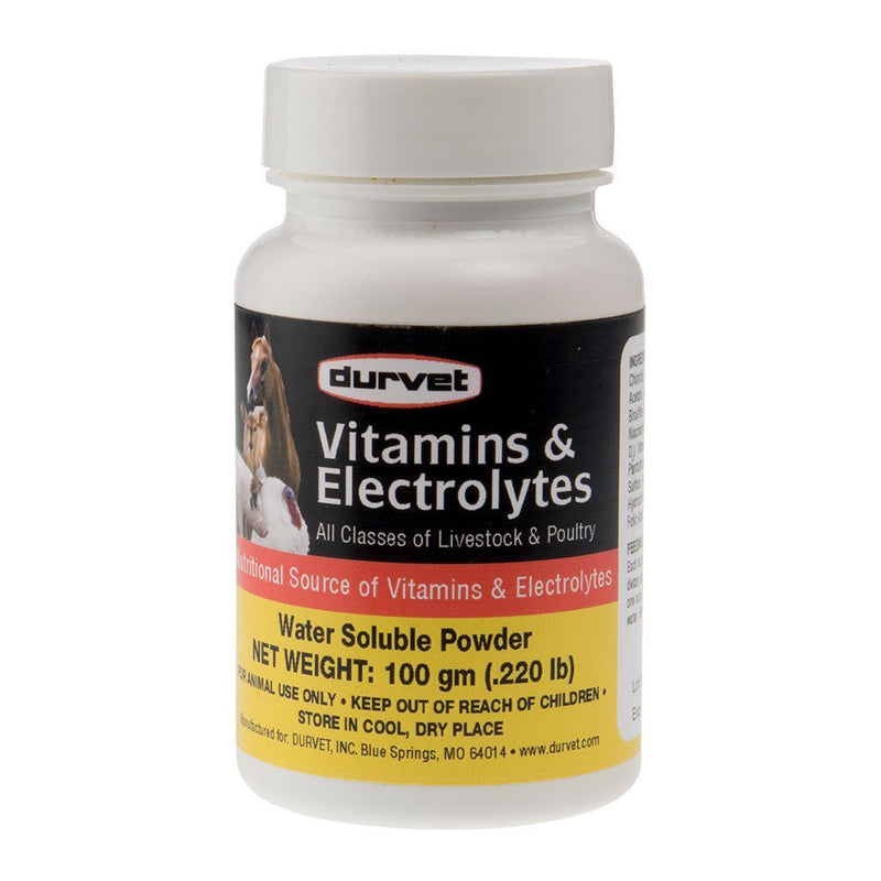 Durvet 698468 Vitamins & Electrolytes for Livestock & Poultry 100G - PawsPlanet Australia