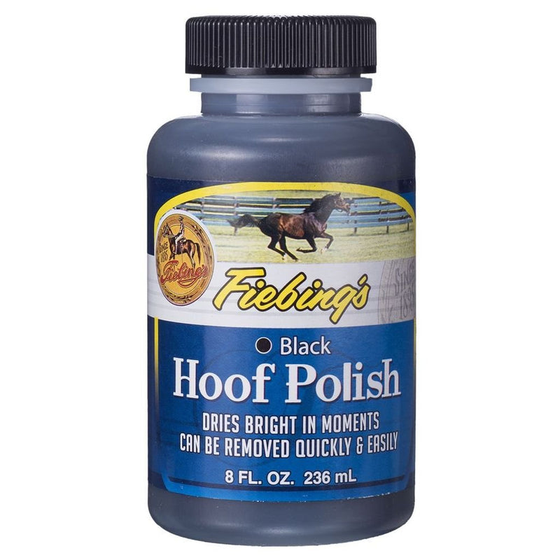 Fiebing's Hoof Polish (8 Oz, Black) - Quick Dry High Shine Finish Nail Polish for Horses - Non-Toxic Water Based Formula Safe for Horse & Rider - Includes Wool Dauber Applicator for Easy Application - PawsPlanet Australia