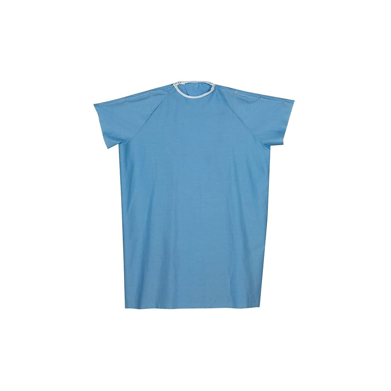 DMI Hospital Patient Gown for Women or Men, Back and Shoulder Snap, 36" Long, Blue 1 Count (Pack of 1) Shoulder and Back Snap