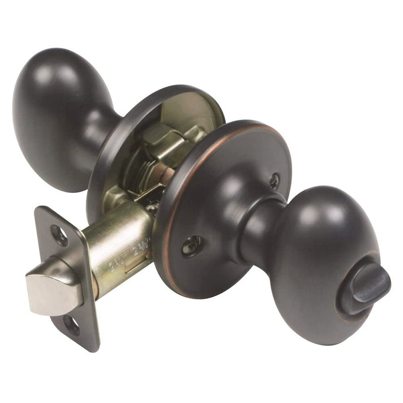 Design House Door Knob, Privacy Lock for Safety, Oval Handle Shape, Fits Standard Doors, for Bedrooms/Bathrooms, Easy Installation, Oil Rubbed Bronze, 2.625 in. Diameter x 2.75 in. L, 750588 Privacy - Locking