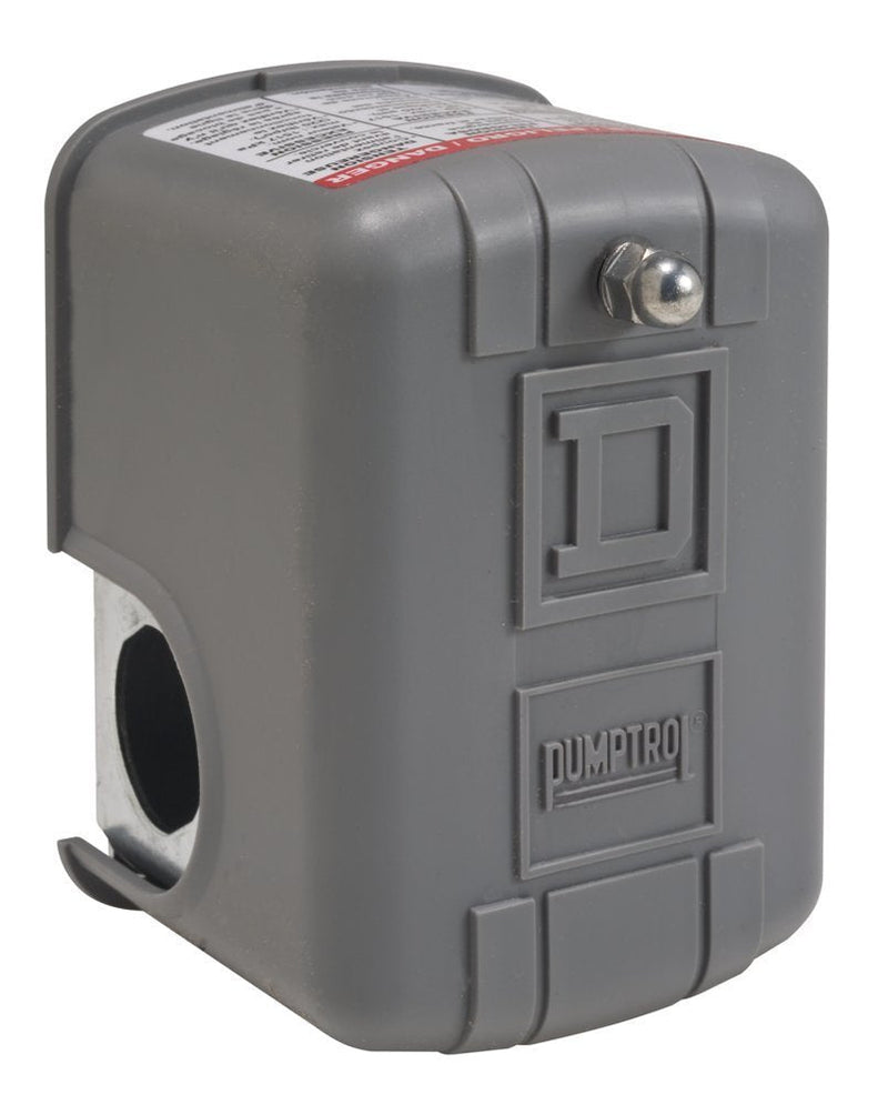 Telemecanique Sensors 9013FSG2J20M4 Water Pump Switch, 20/40 PSI, DPST w/Manual Switch & Low Pressure Cut-Off , Black